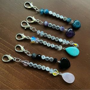 New Personalizable Name Gemstone Handbag Purse Charm Zipper Pull x1